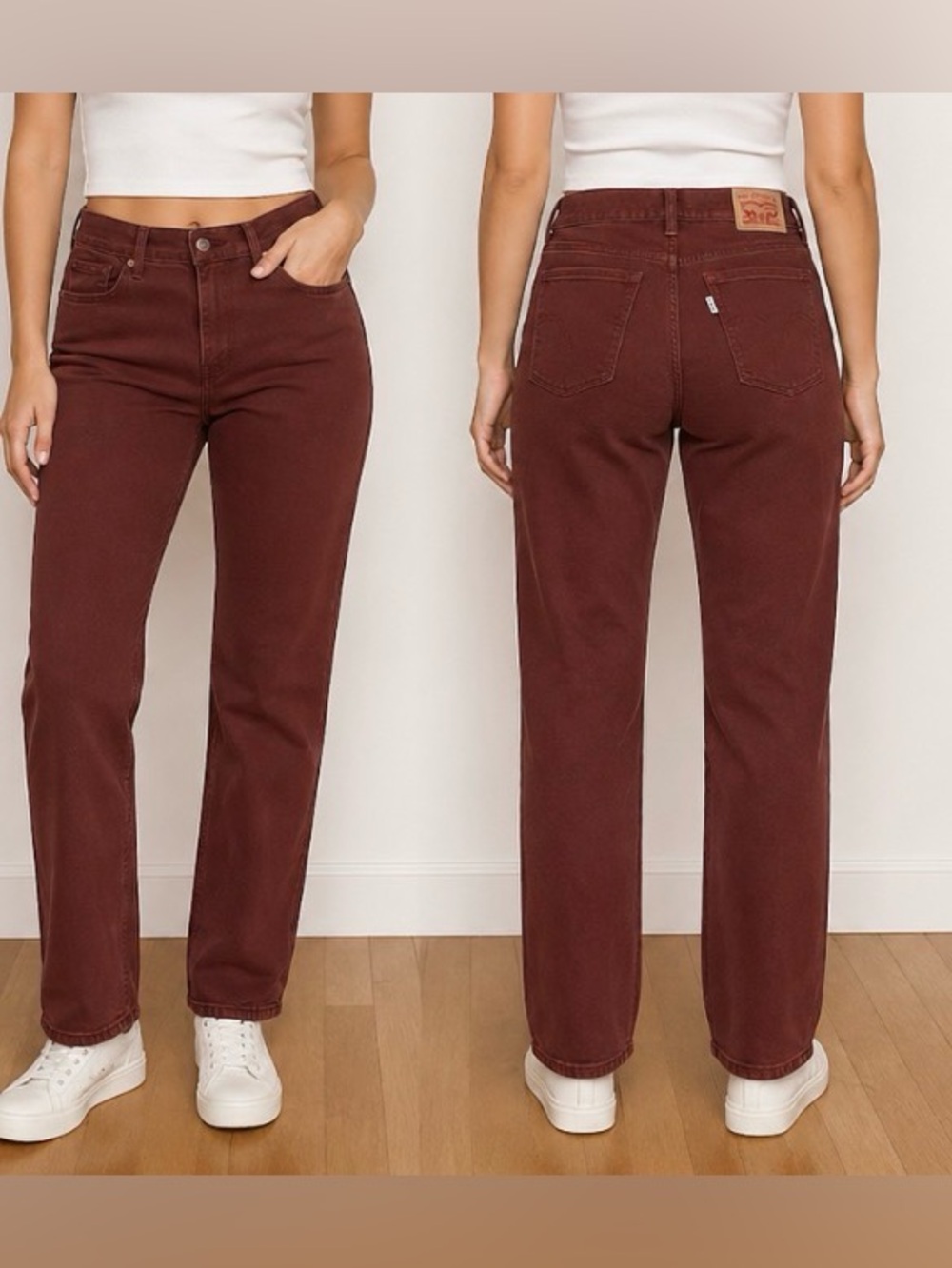 -Levi’s Classic Straight Rust  Mid Rise Stretch Denim Women’s Jeans Size 12